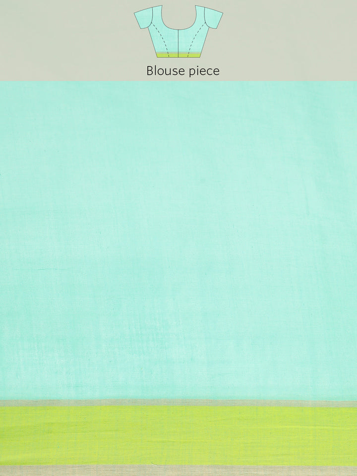 Sea Green Cotton Saree | SHOBITAM