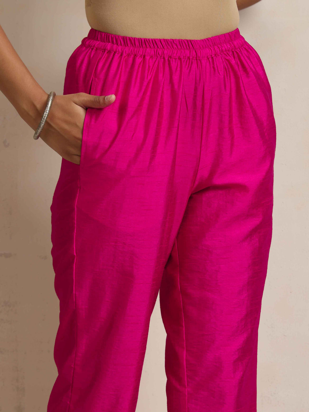 Pink Silk High Slit Kurta Set | SHOBITAM