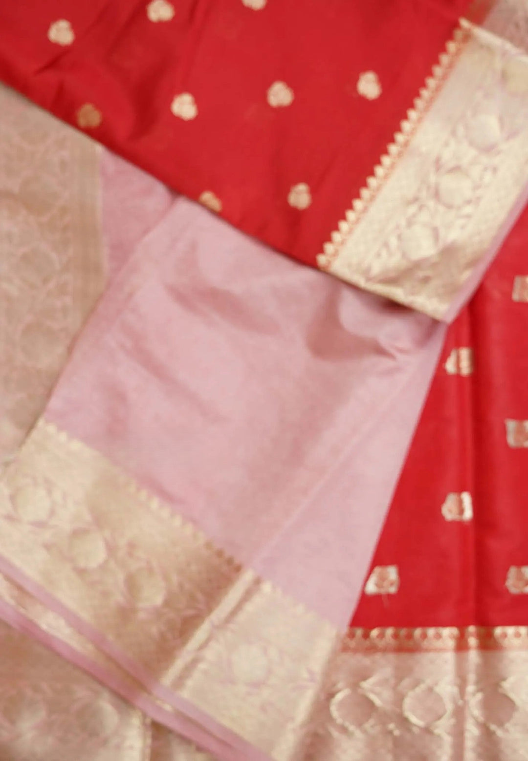 Red and Thistle Semi Silk Saree with Zari detailing| SHOBITAM