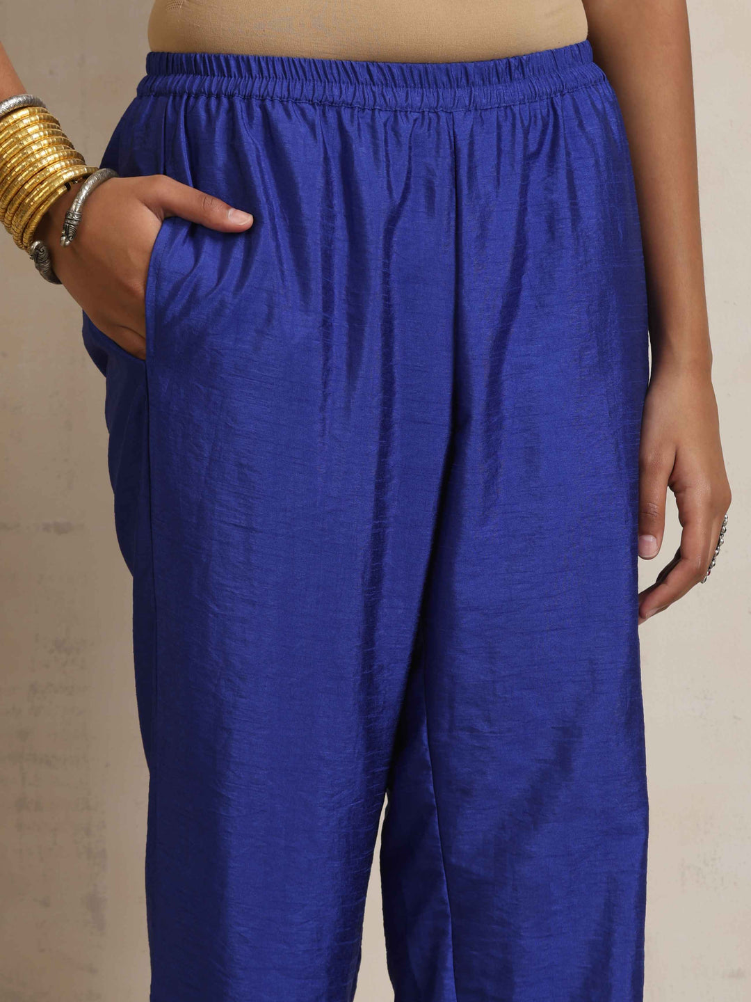 Blue Silk High Slit Kurta Set  | SHOBITAM