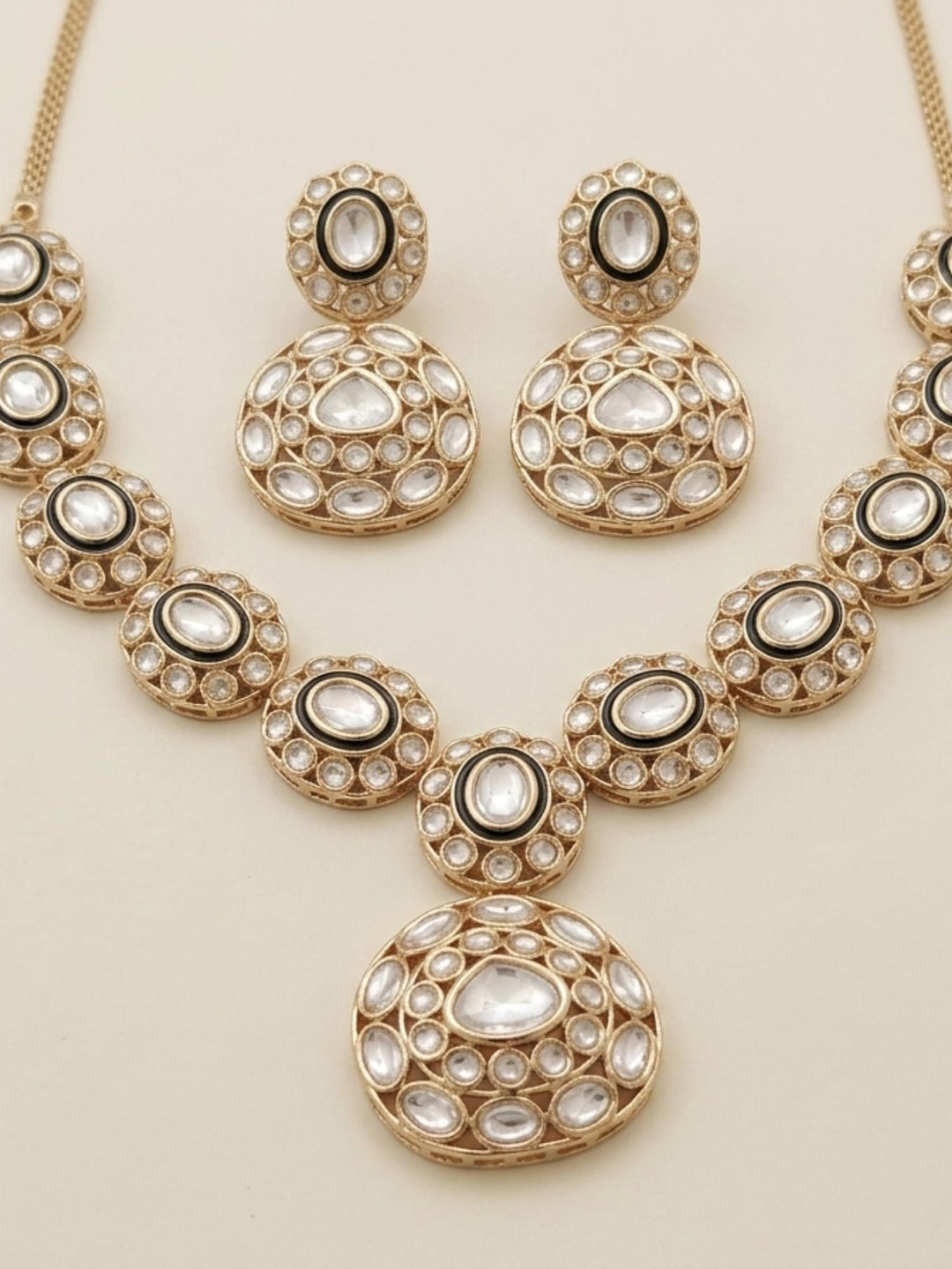 Kundan Polki Necklace Set with Earrings  | Shobitam
