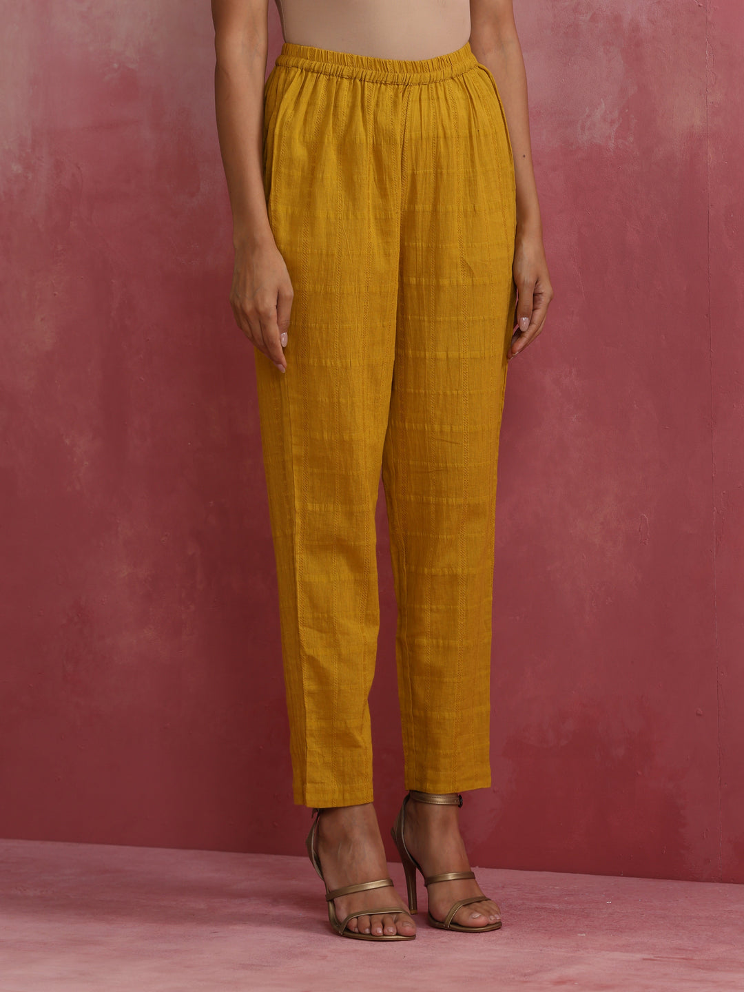 Mustard Cotton Dobby Kurta Set | SHOBITAM