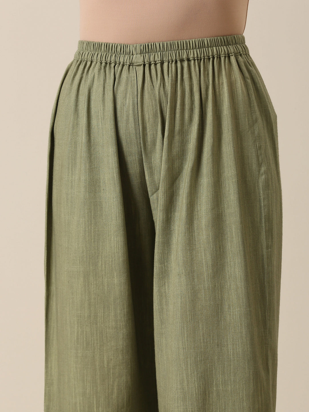 Sage Slub Texture Angrakha Pant Set | SHOBITAM