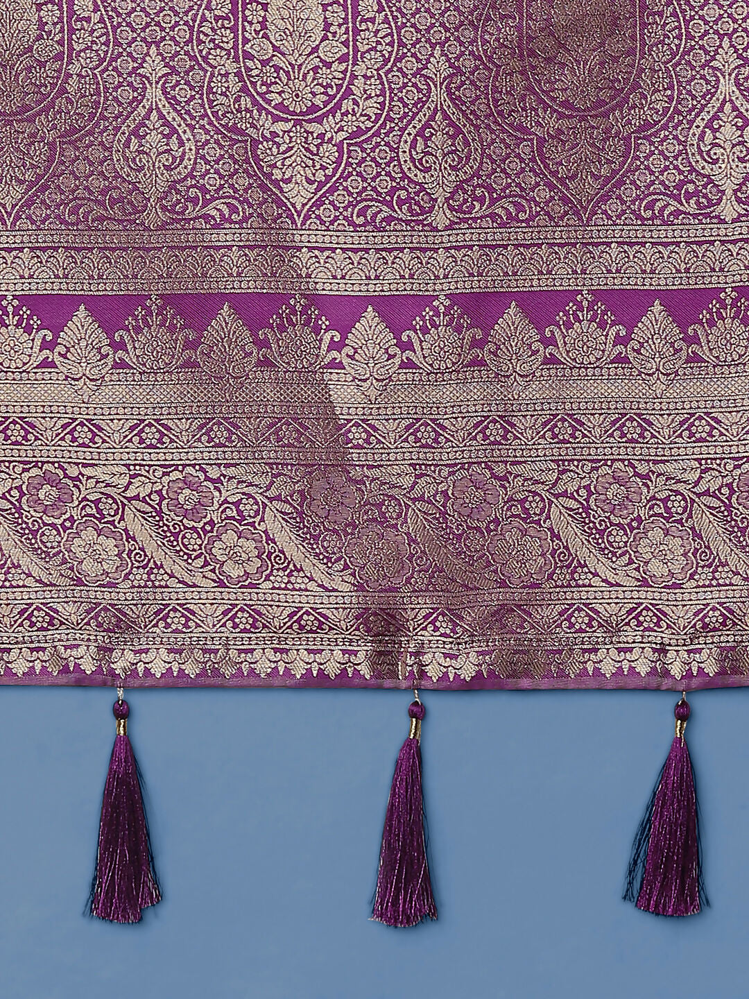 Beige Banarasi Semi Silk Saree With Traditional Paisley Weaves | SHOBITAM