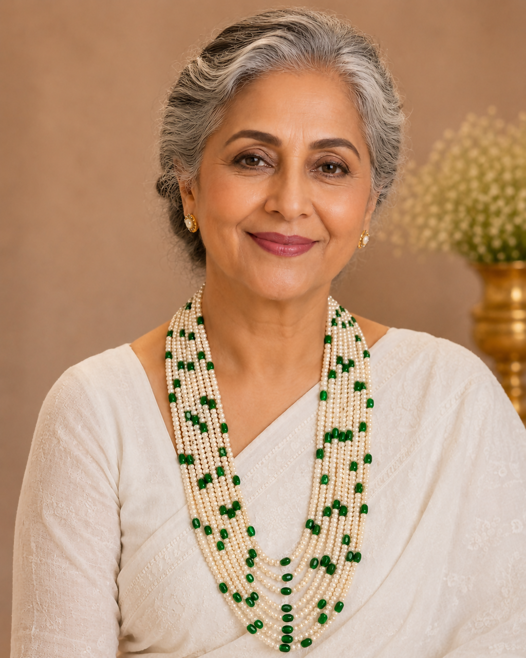 Pravaah – Eight Layer Green Onyx Mala | SHOBITAM