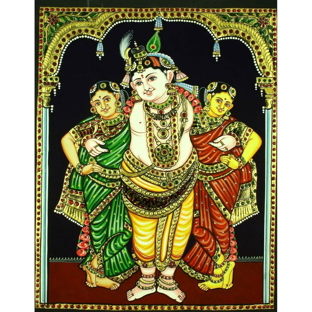 TANJORE PAINTING KRISHNA RUKMANI BAMA 12*15 | SHOBITAM