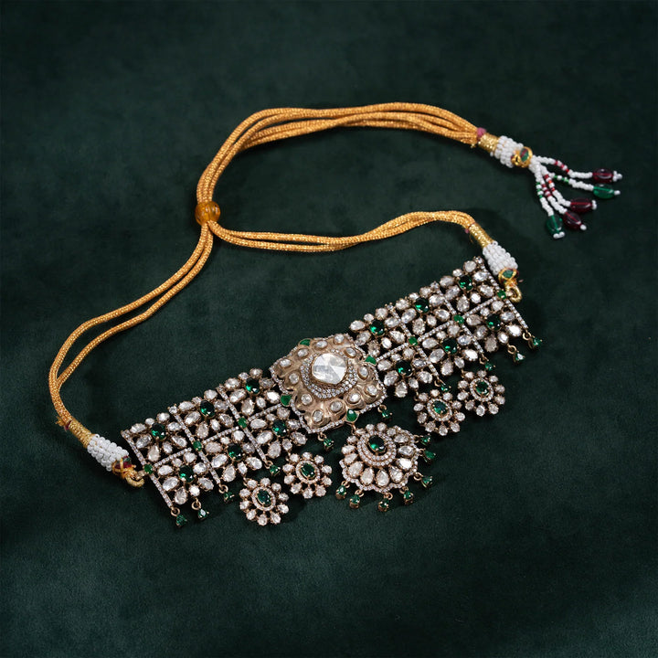 Pure 92.5 Silver, Gold Plated Victorian Florazzle Choker