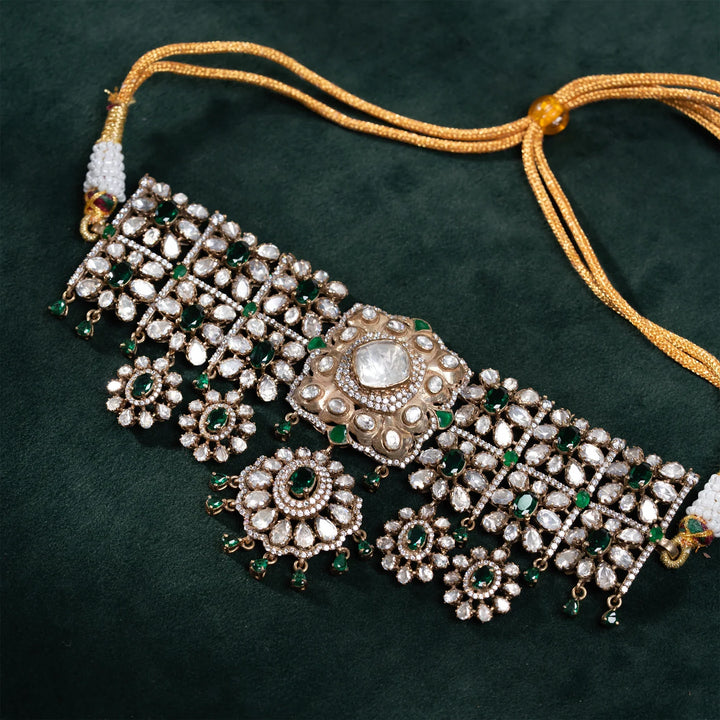 Pure 92.5 Silver, Gold Plated Victorian Florazzle Choker