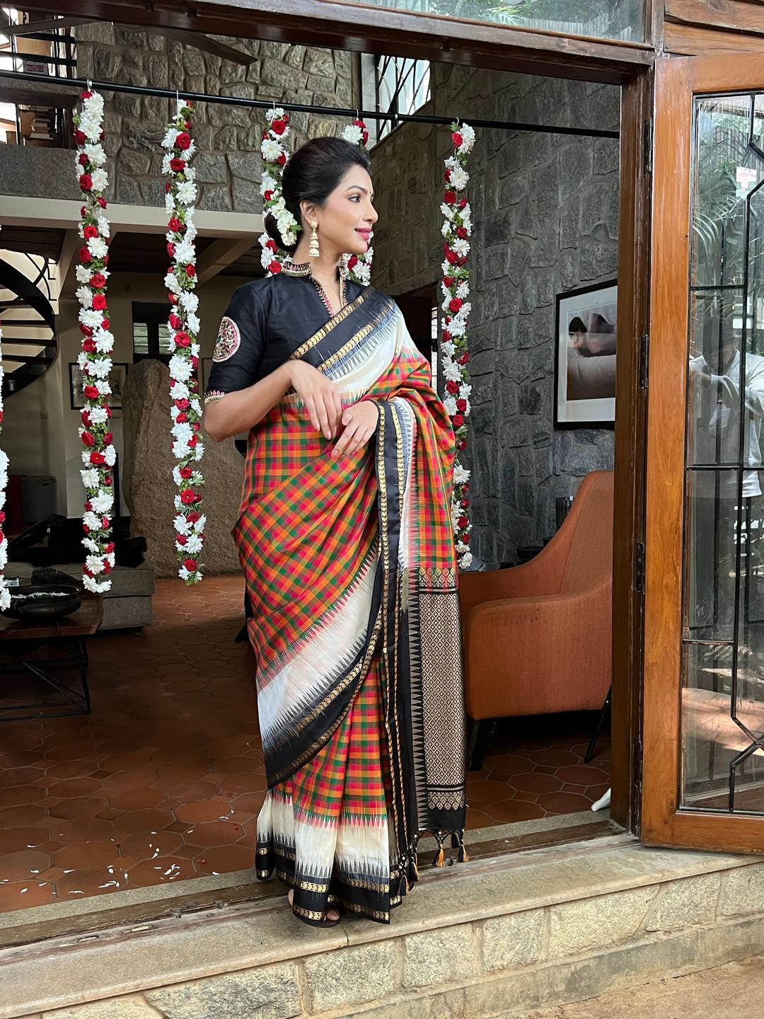 Exquisite Classic Kanjeevaram Multicolor Checks Saree in 9" Border | SILK MARK CERTIFIED
