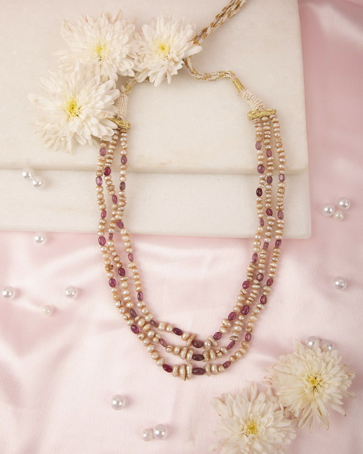 Rani Gulab – Ruby & Pearl Mala | SHOBITAM