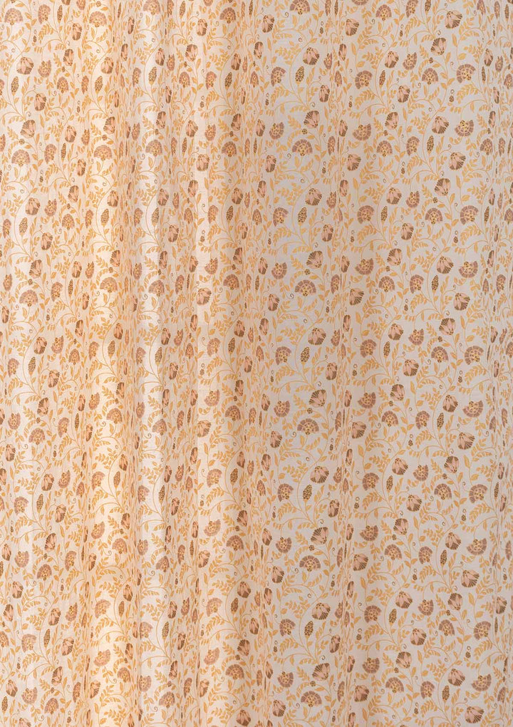 Calico 100% cotton ethnic sheer curtain for living room - Light filtering - Amber - Single Piece | SHOBITAM