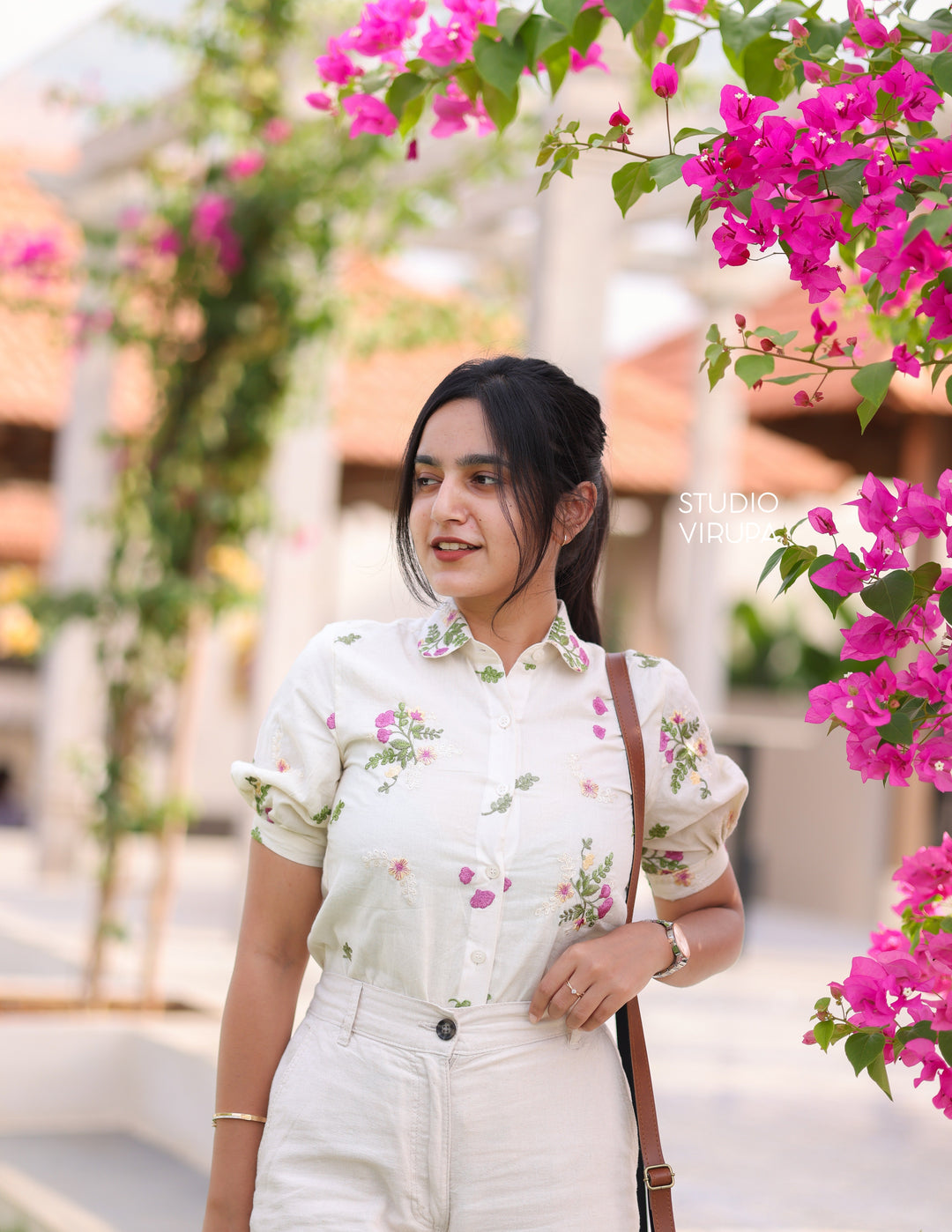 Floral Embroidered Shirt - Onam Edit Express | SHOBITAM