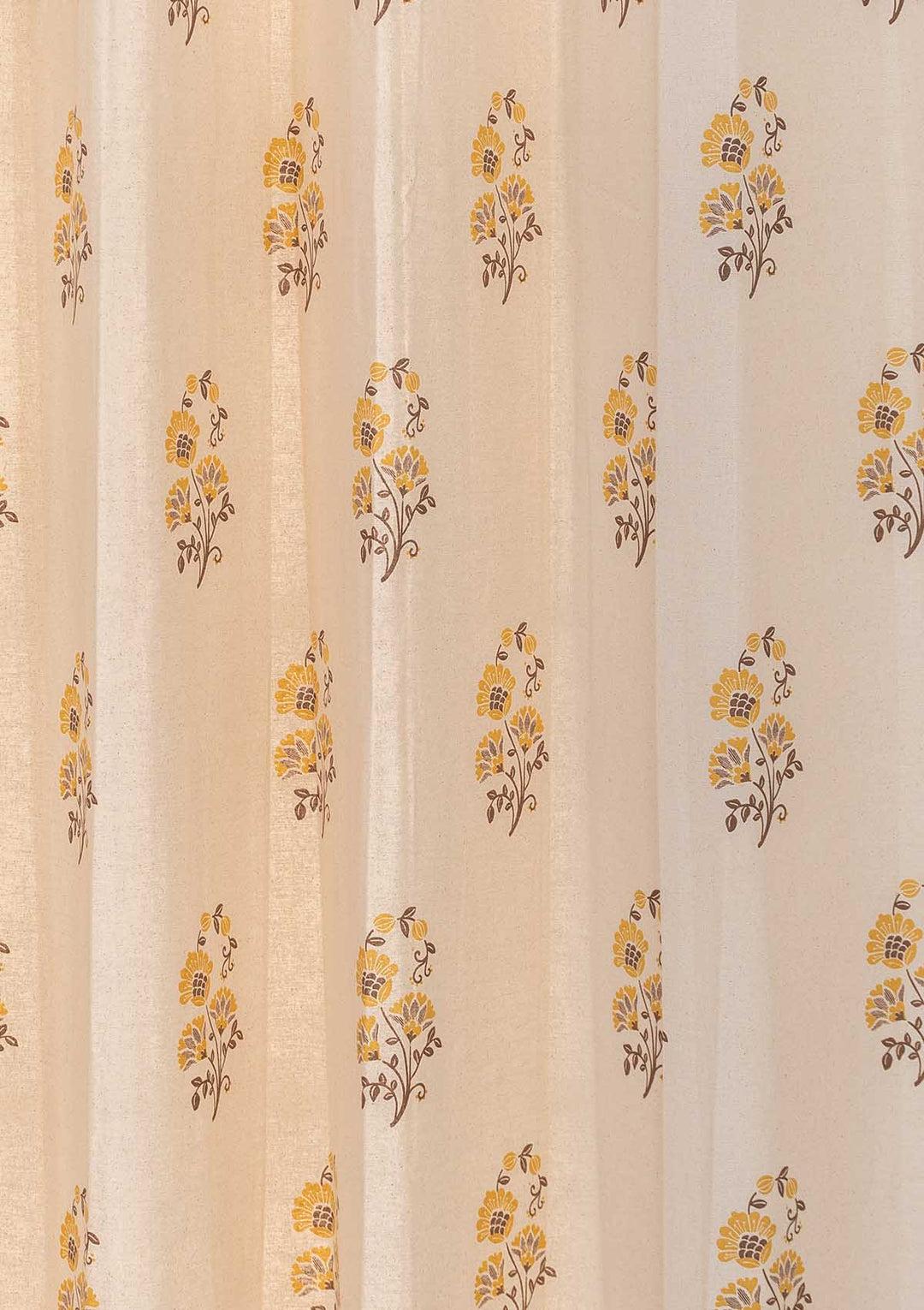 Chitra 100% cotton ethnic curtain for living room - Room darkening - Amber - Customizable for size, lining and headers