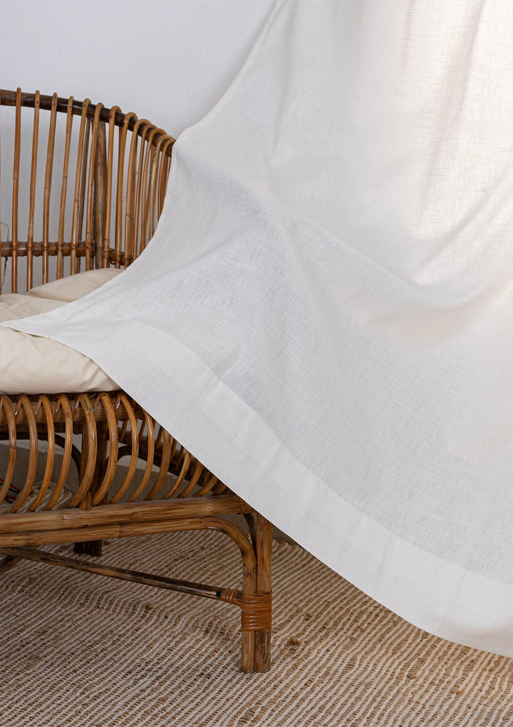 Solid Linen Cotton Blend textured curtain for Living room & bedroom - Light Reduction - White Single Piece | SHOBITAM