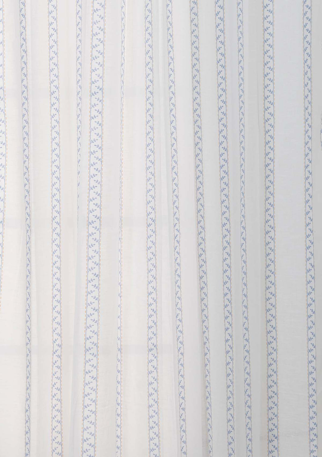 Oriental Stripes 100% Cotton Sheer Geometric curtain for Living room & bedroom - Light filtering - Powder Blue - Single Piece