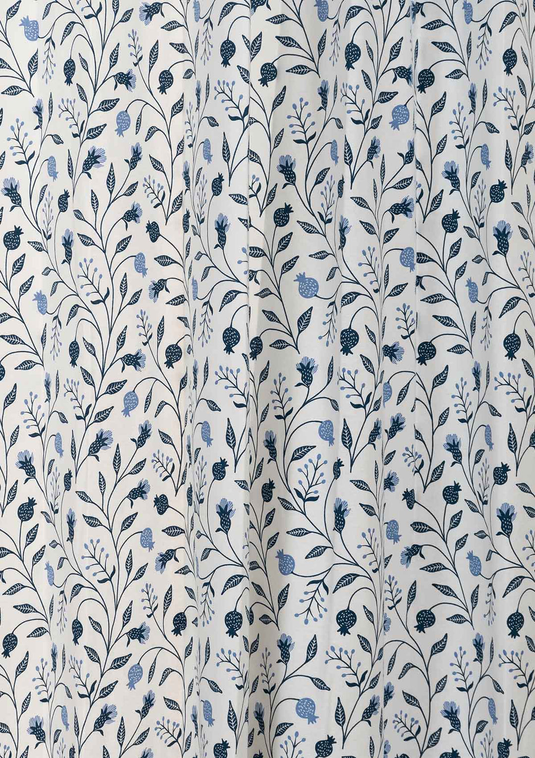Anar 100% cotton floral curtain with pomegranate print - Customizable for size, lining and headers