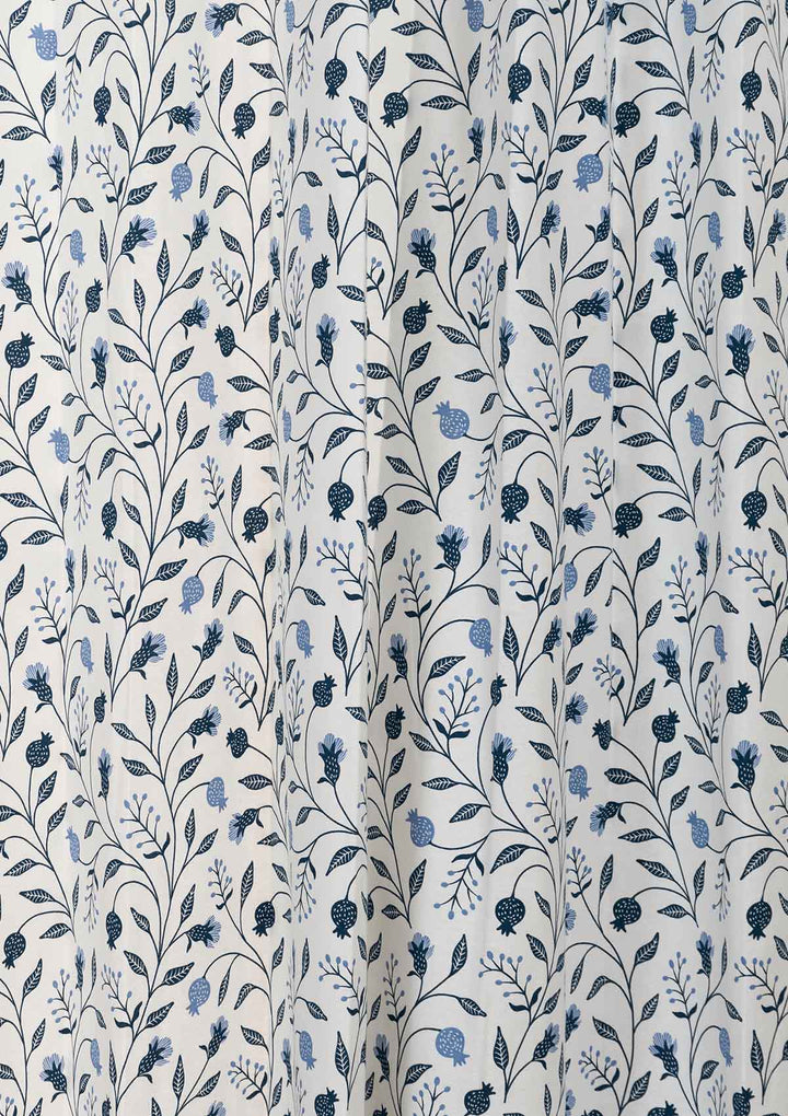 Anar 100% cotton floral curtain with pomegranate print - Customizable for size, lining and headers