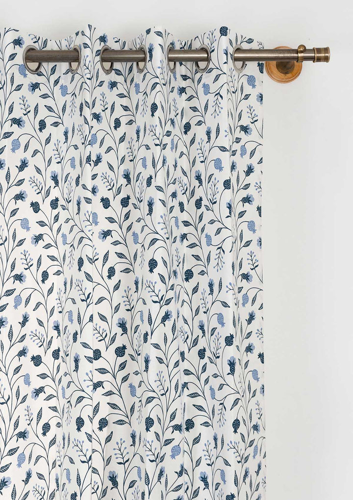 Anar 100% cotton floral curtain with pomegranate print - Customizable for size, lining and headers