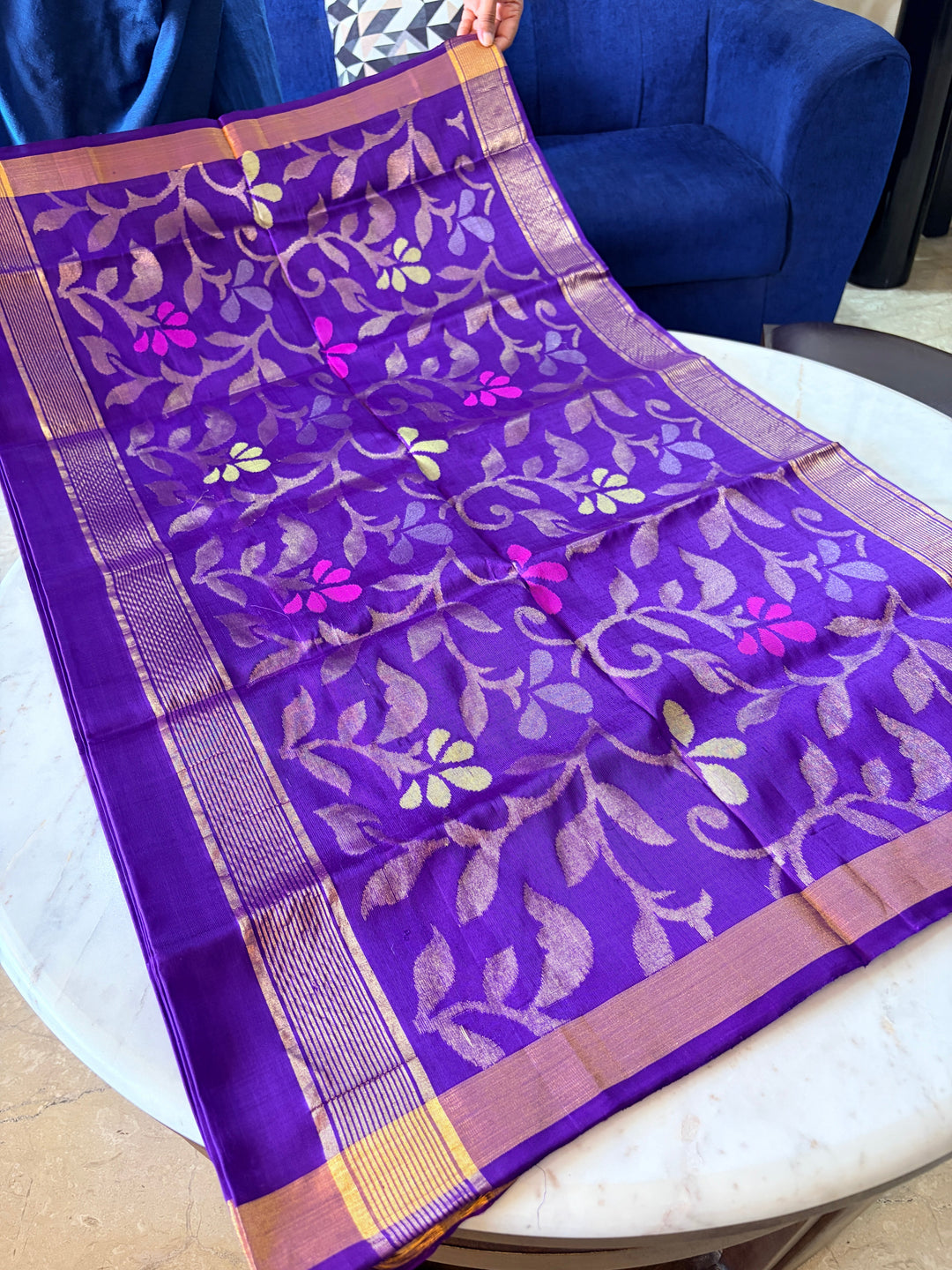Soundarya -Royal Purple - Uppada Jamdani Silk Saree | SILK MARK CERTIFIED | SHOBITAM