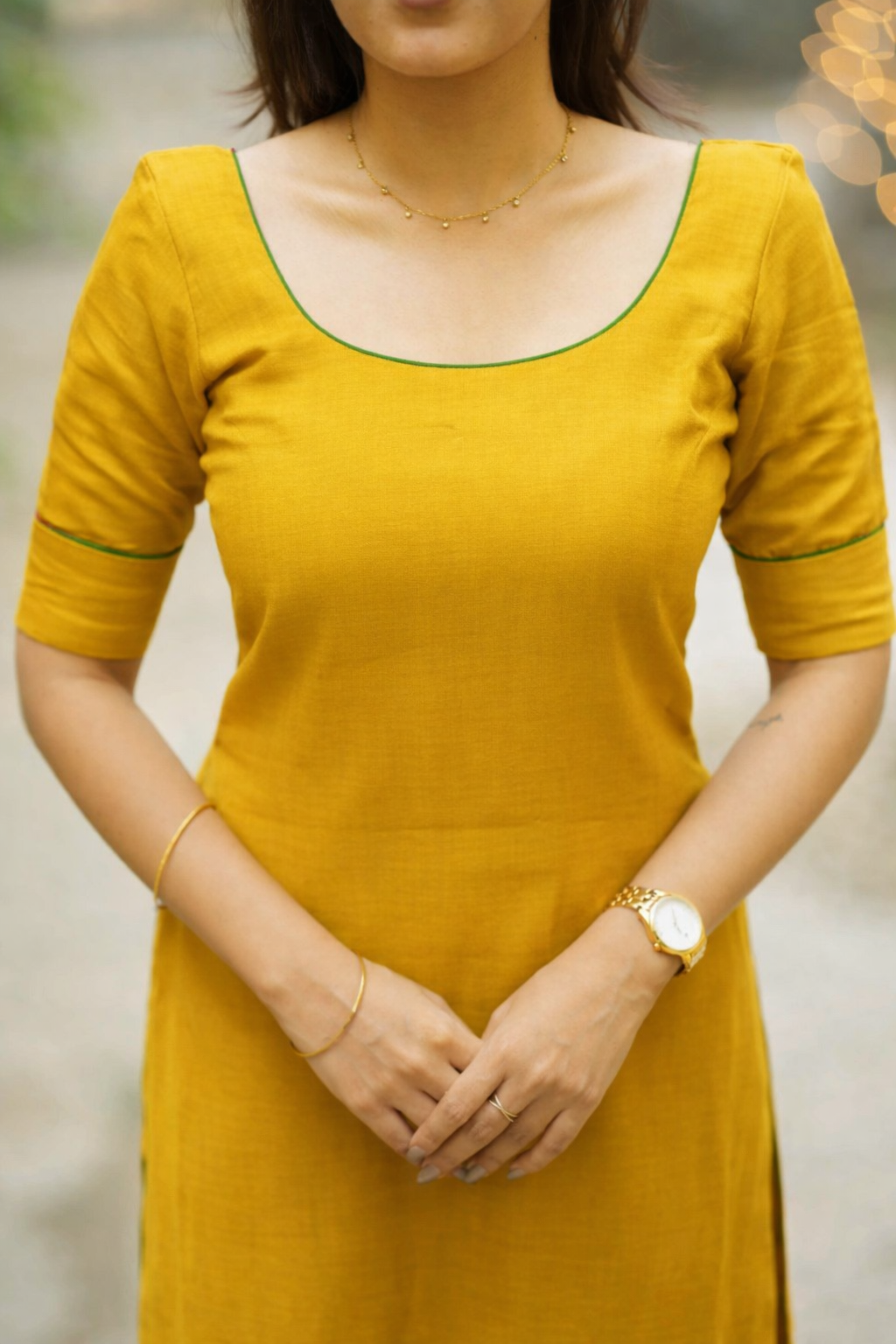 Raha Yellow Kurti Set (Set of 2) | SHOBITAM