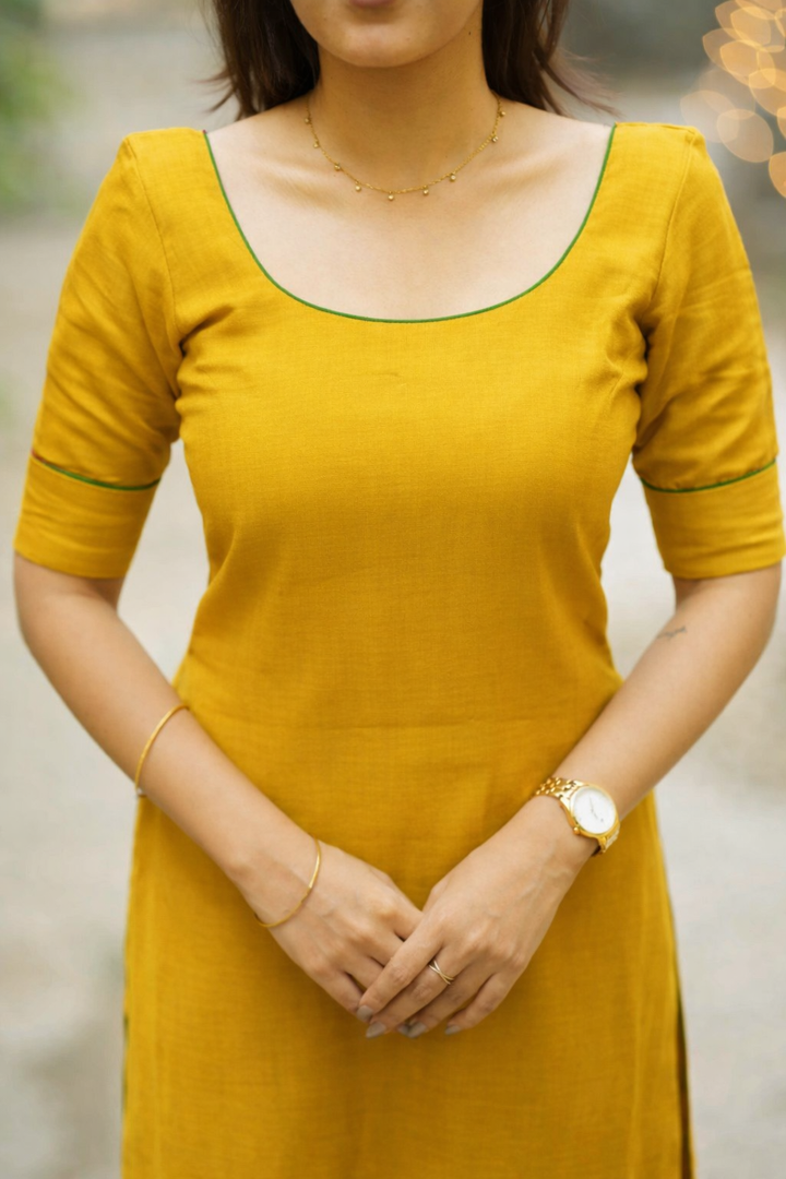 Raha Yellow Kurti Set (Set of 2) | SHOBITAM