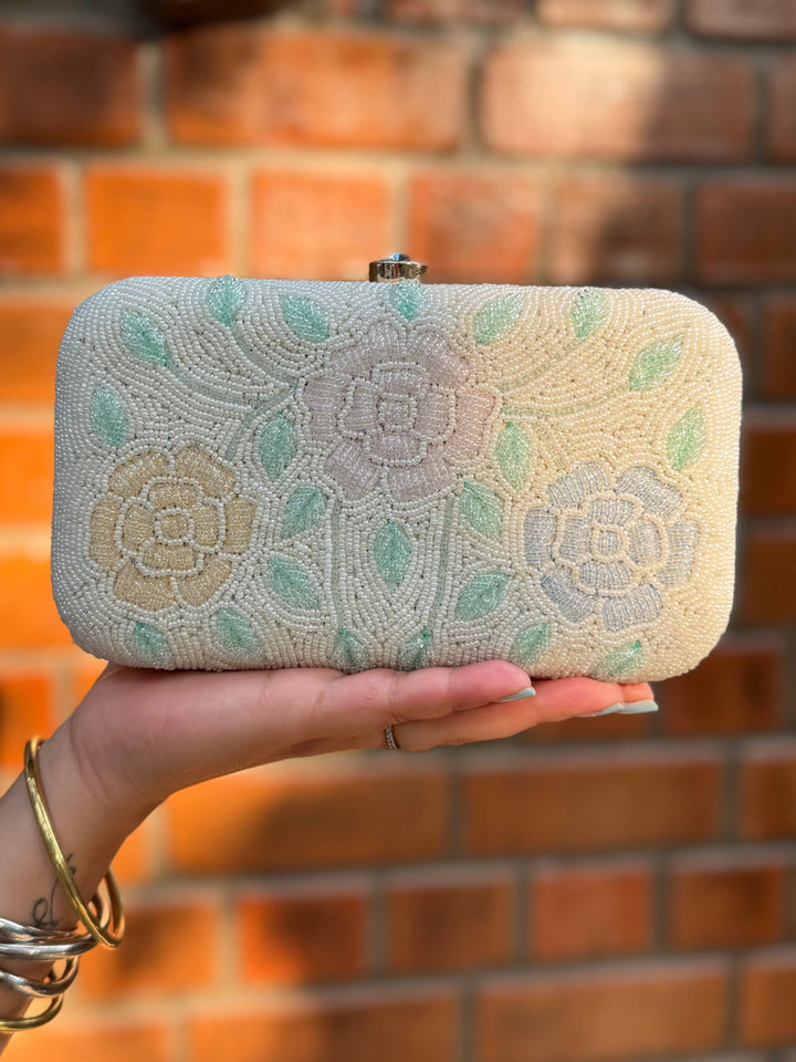 IRA Floral White Beads Bag