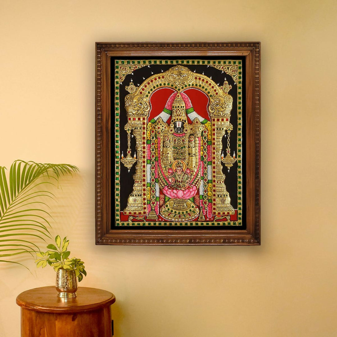 TANJORE PAINTING BALAJI PATHALAKSHMI 18*14 | SHOBITAM