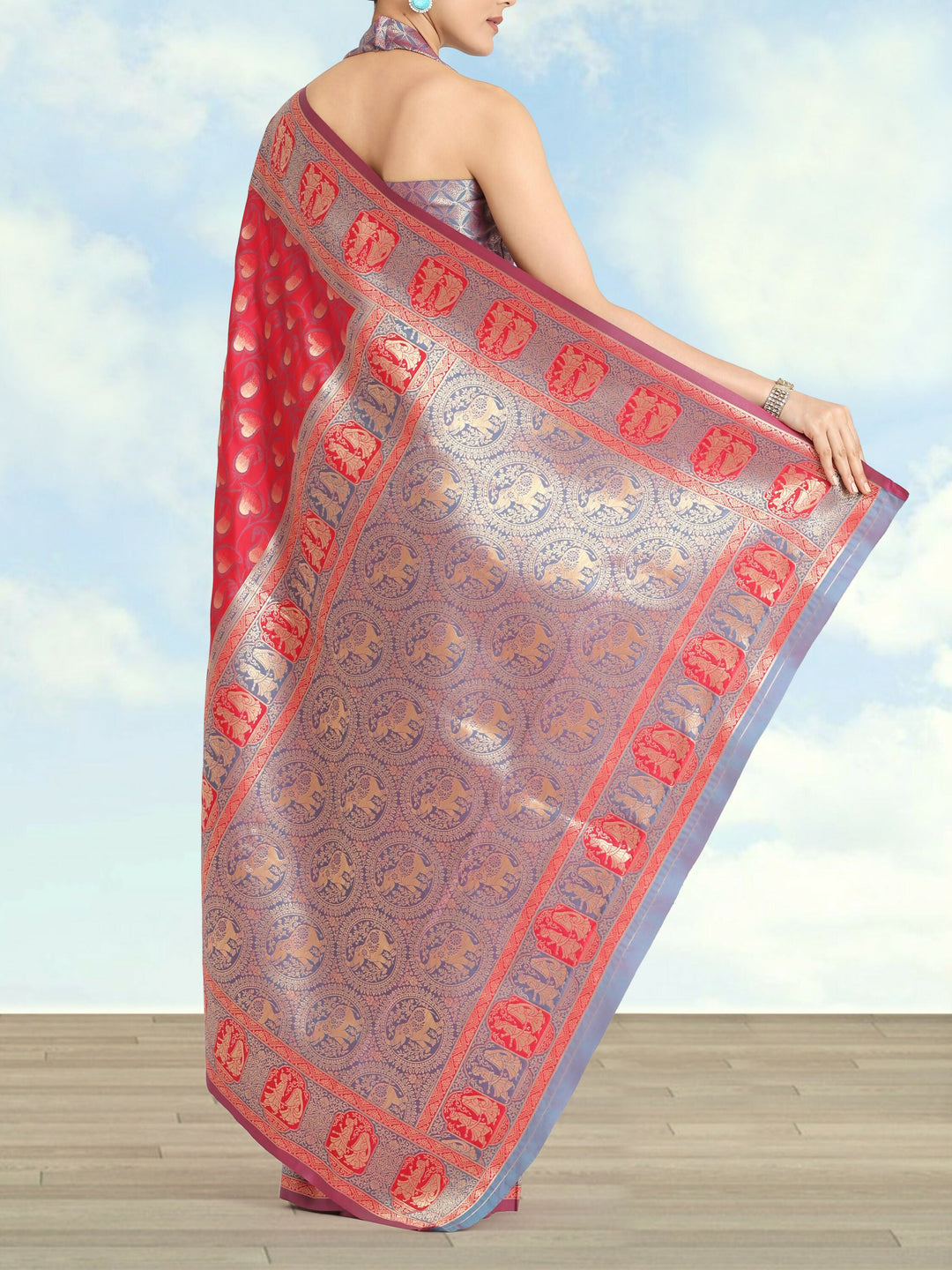 Pink Color Weaving Semi Banarasi Silk Saree| SHOBITAM
