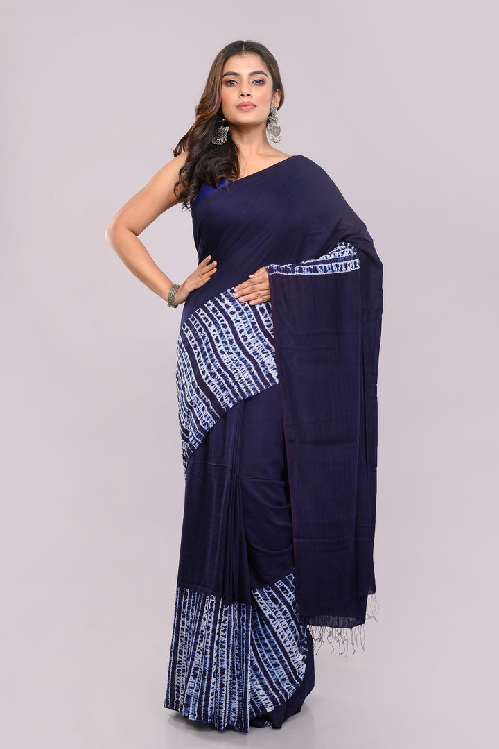 Hand Woven Shibori Cotton Saree | SHOBITAM