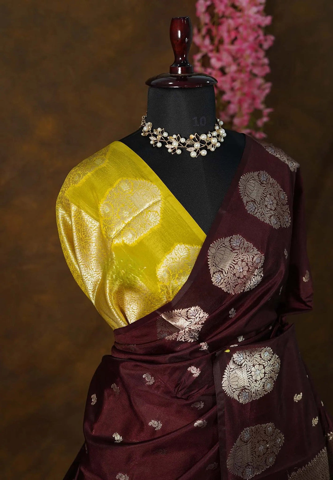 Brown Art Silk Saree with Buttas | SHOBITAM