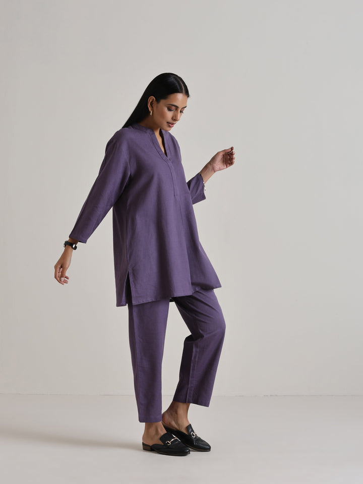 Plum Purple Relaxed Fit Co-Ord Set | SHOBITAM