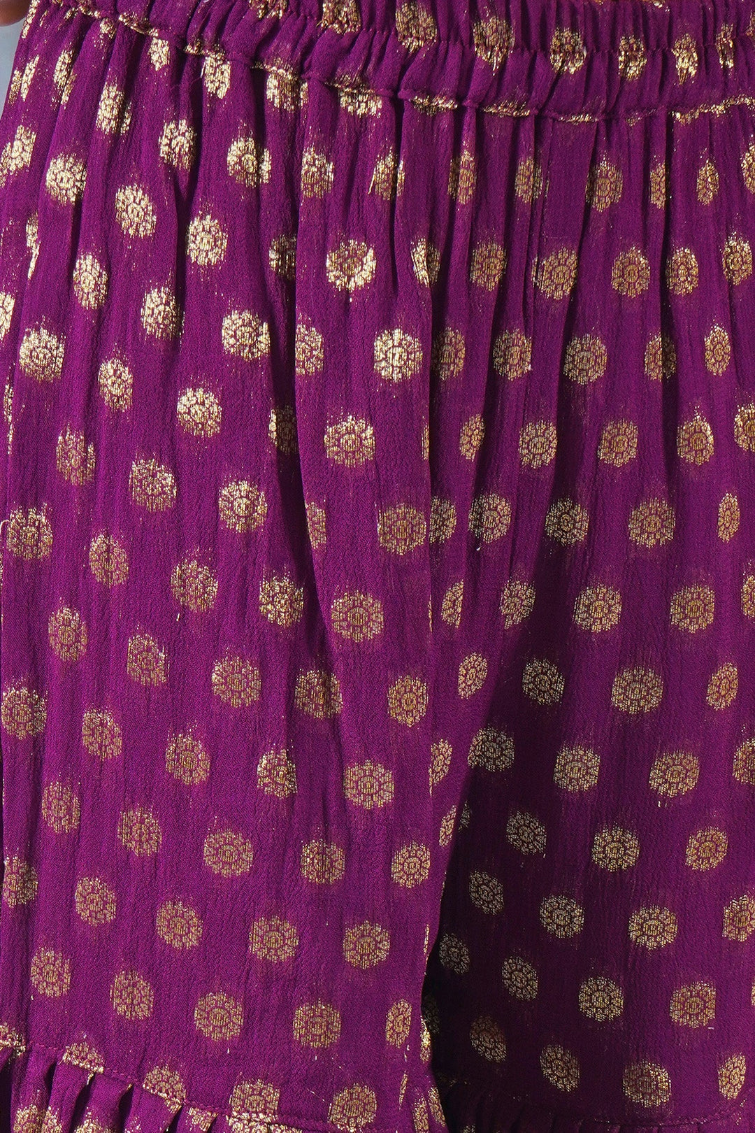 Girls Velvet Kurta with Banarsi Sharara and Embroided Dupatta with Potli | SHOBITAM