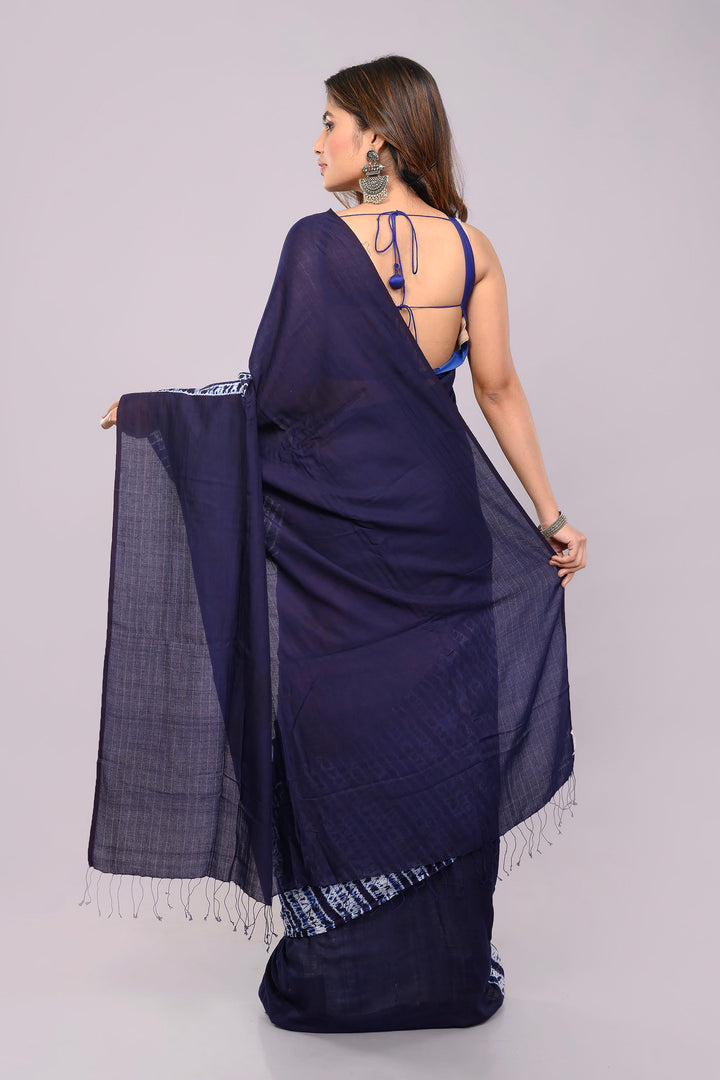 Hand Woven Shibori Cotton Saree | SHOBITAM