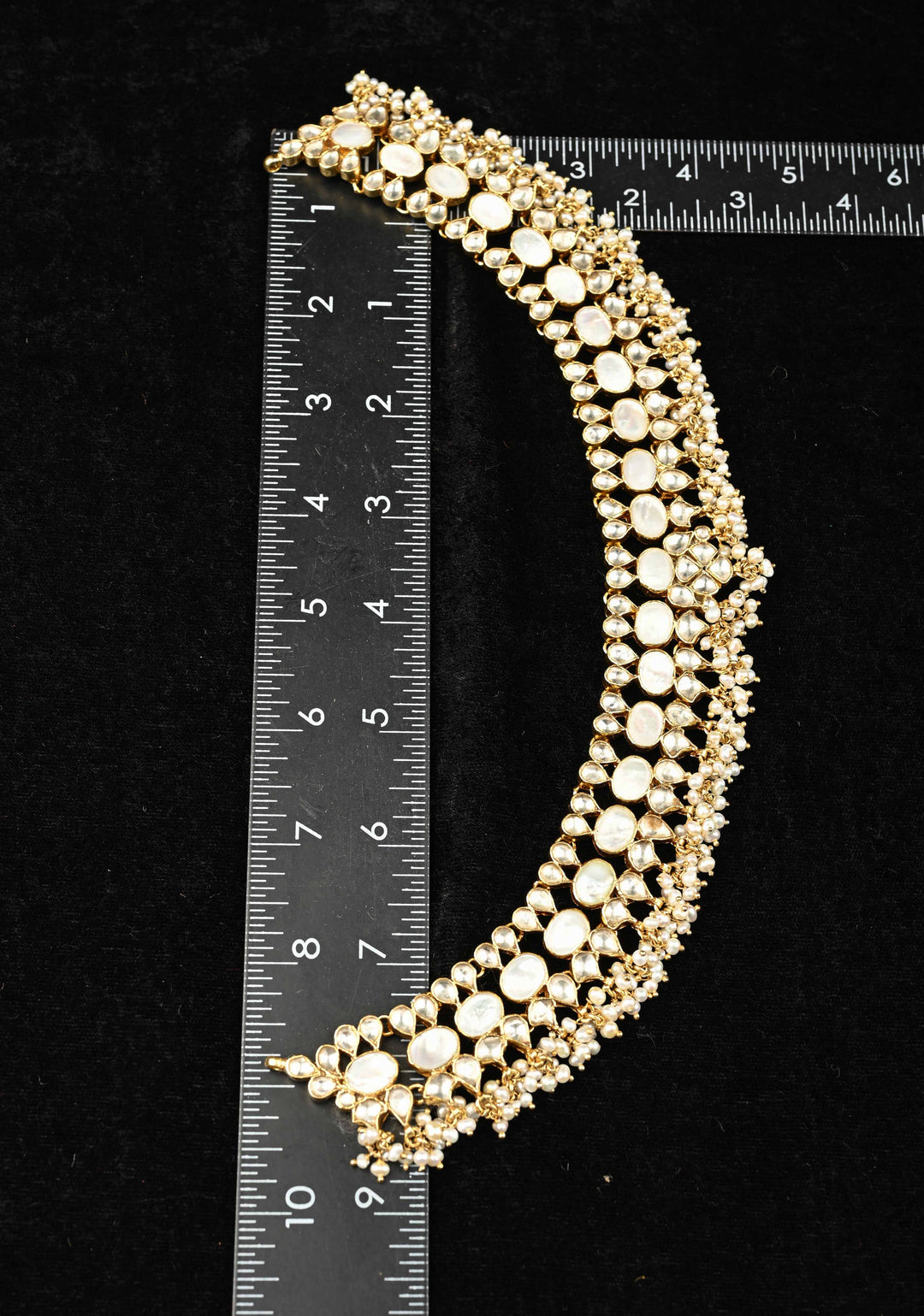 92.5 Silver White Necklace studded with Mother of Pearls