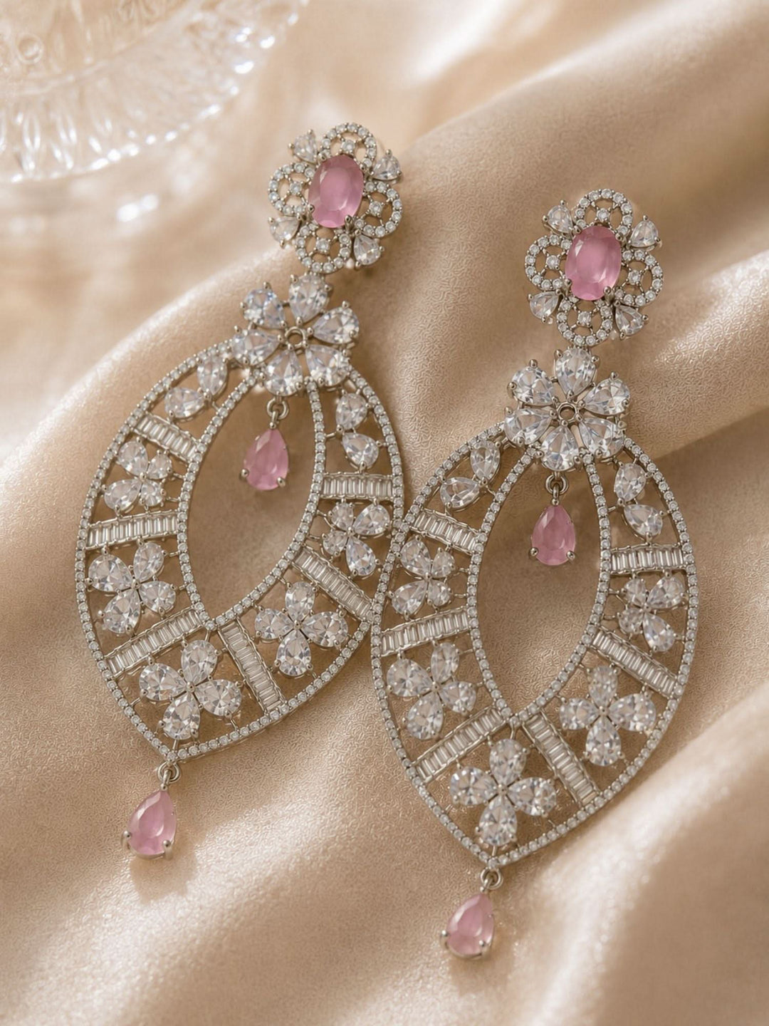 Crystal Floral Statement Earrings | SHOBITAM