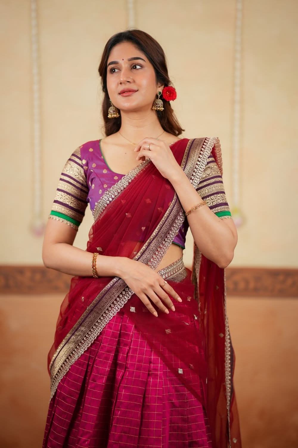 Navya Magenta Halfsaree (Set of 3) | SHOBITAM