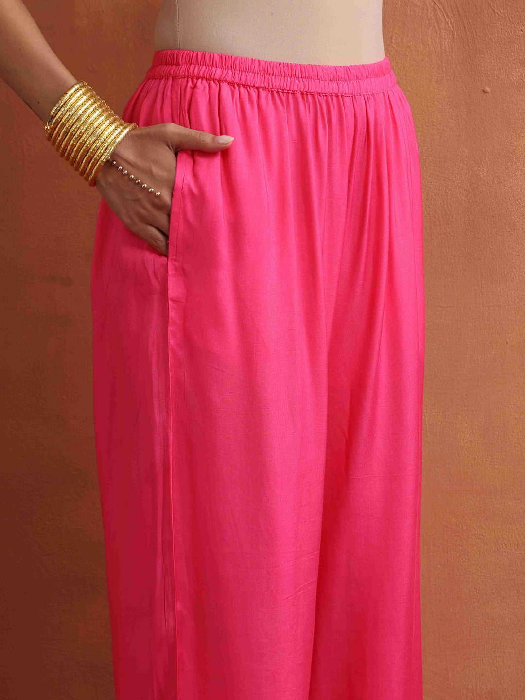 Pink Print High Slit Kurta Set | SHOBITAM