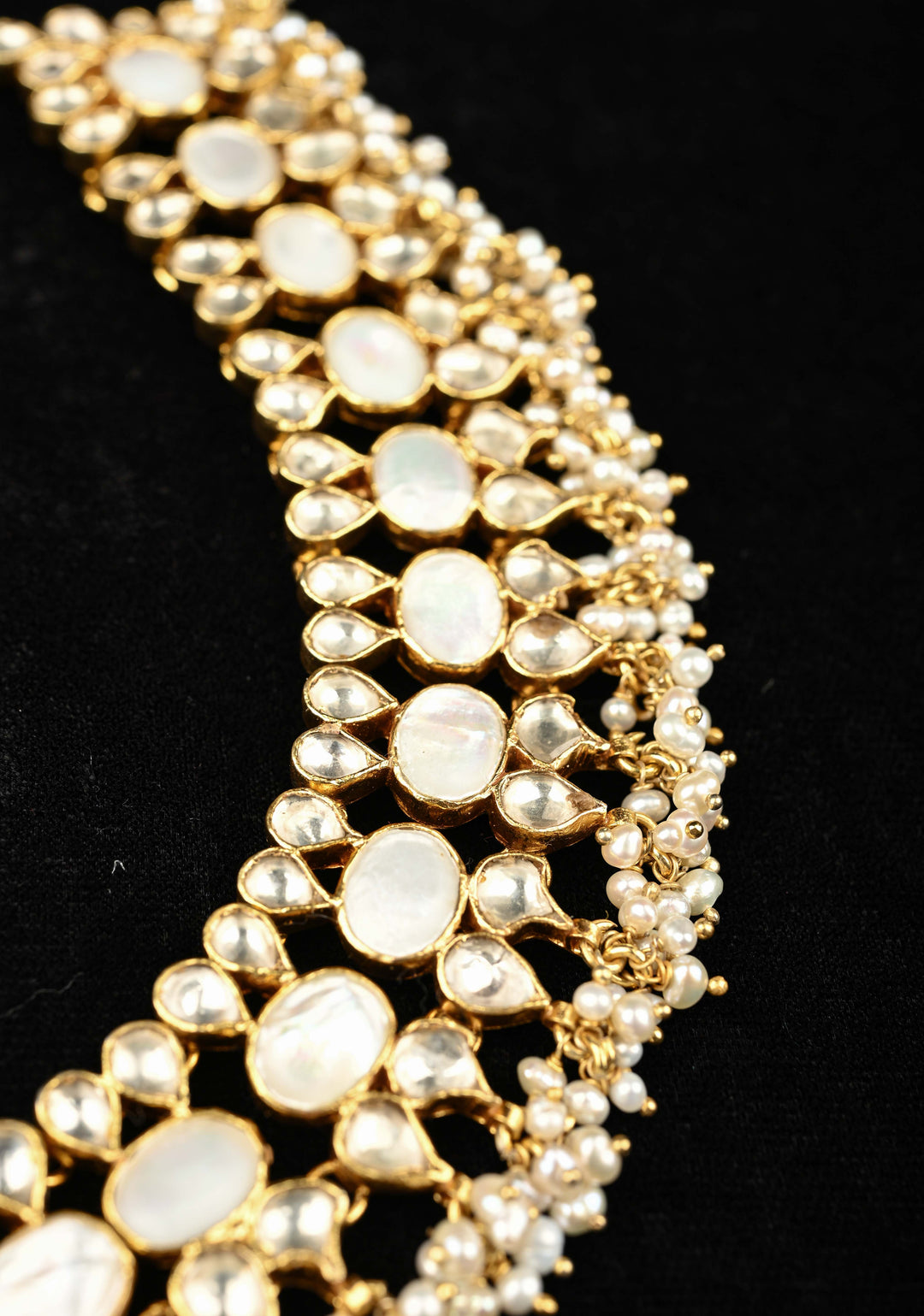 92.5 Silver White Necklace studded with Mother of Pearls