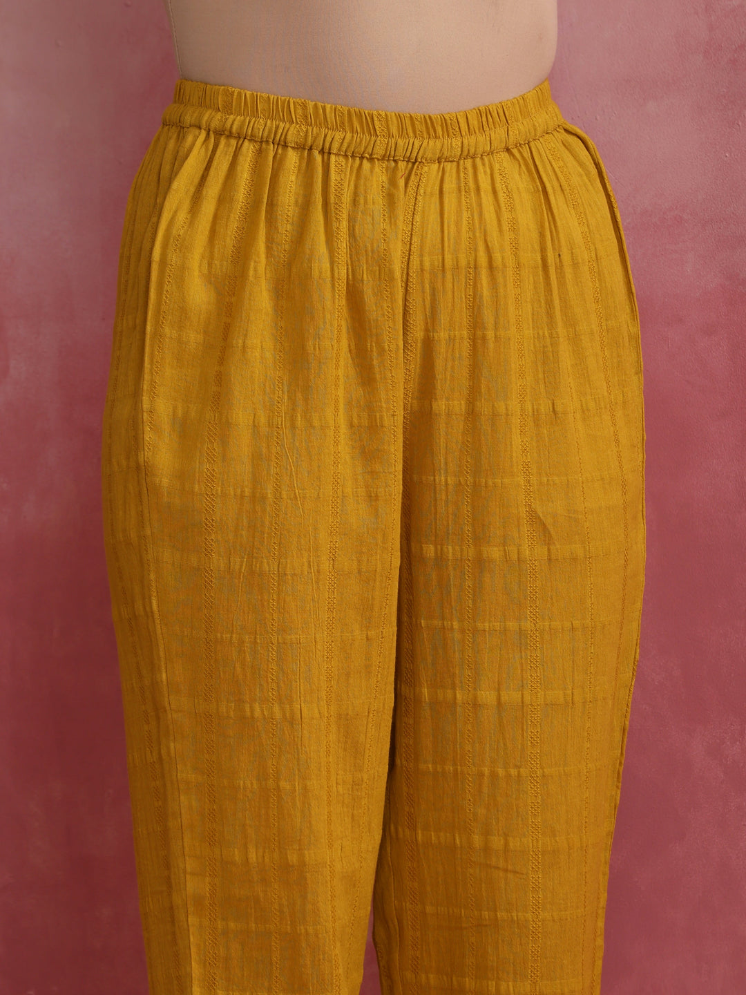 Mustard Cotton Dobby Kurta Set | SHOBITAM
