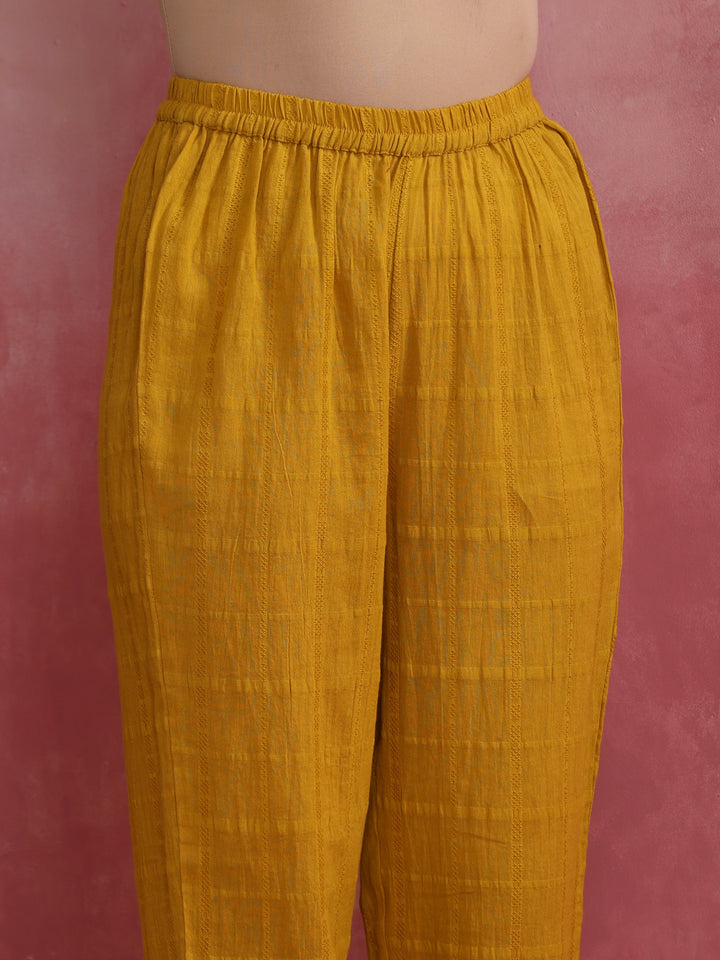 Mustard Cotton Dobby Kurta Set | SHOBITAM