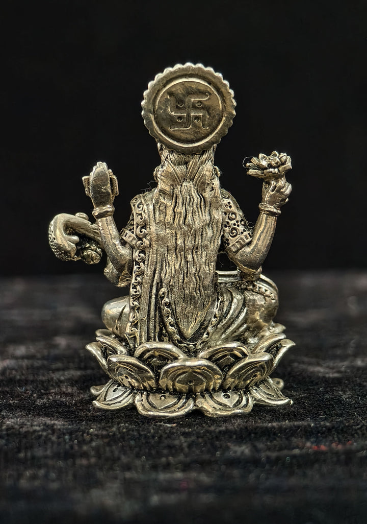1.8" Pure 92.5 Silver Goddess Saraswati 3D Idol