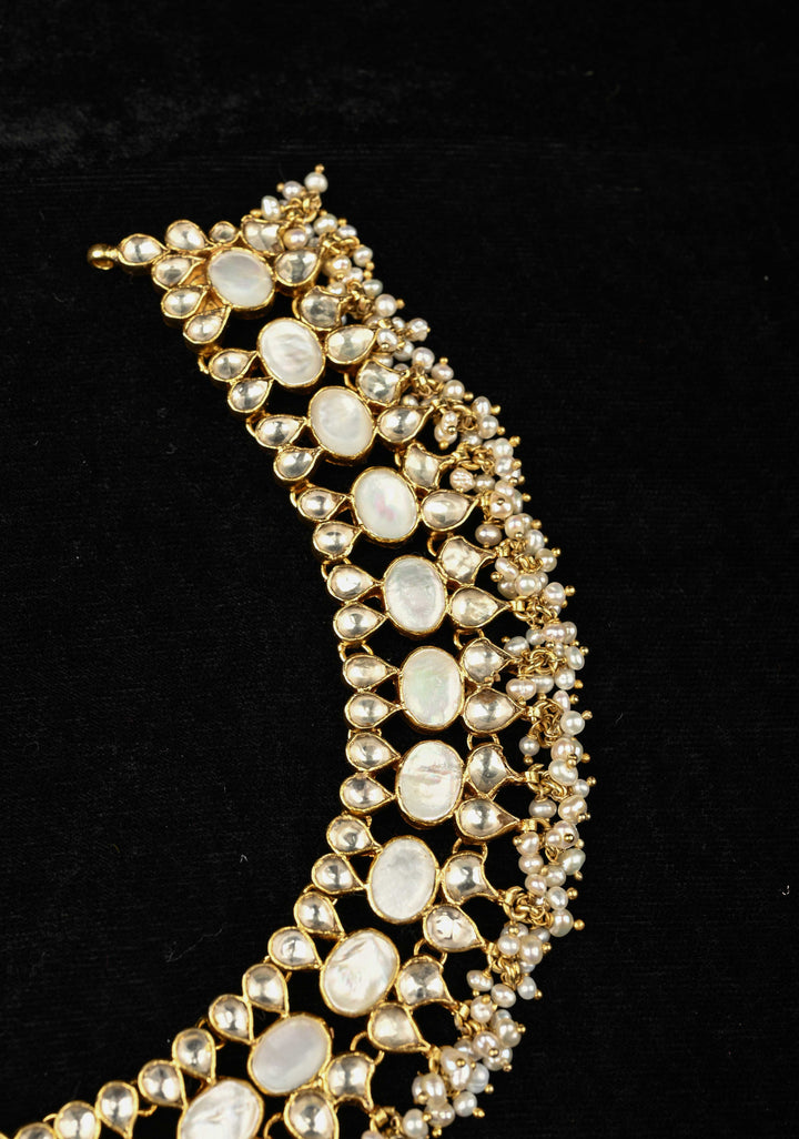 92.5 Silver White Necklace studded with Mother of Pearls