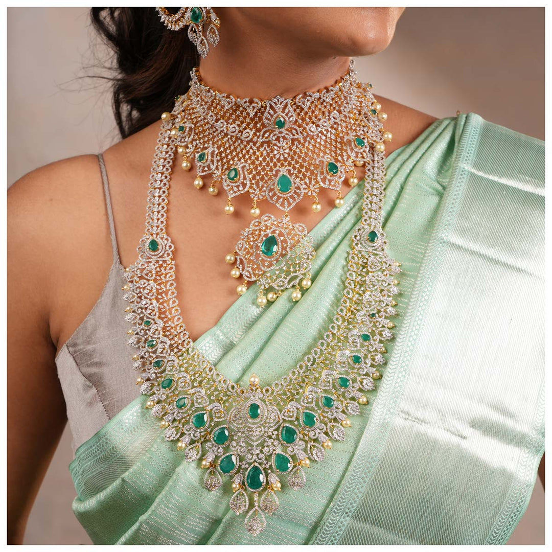 Pure 92.5 Silver Rithka Avikam Long Necklace Set