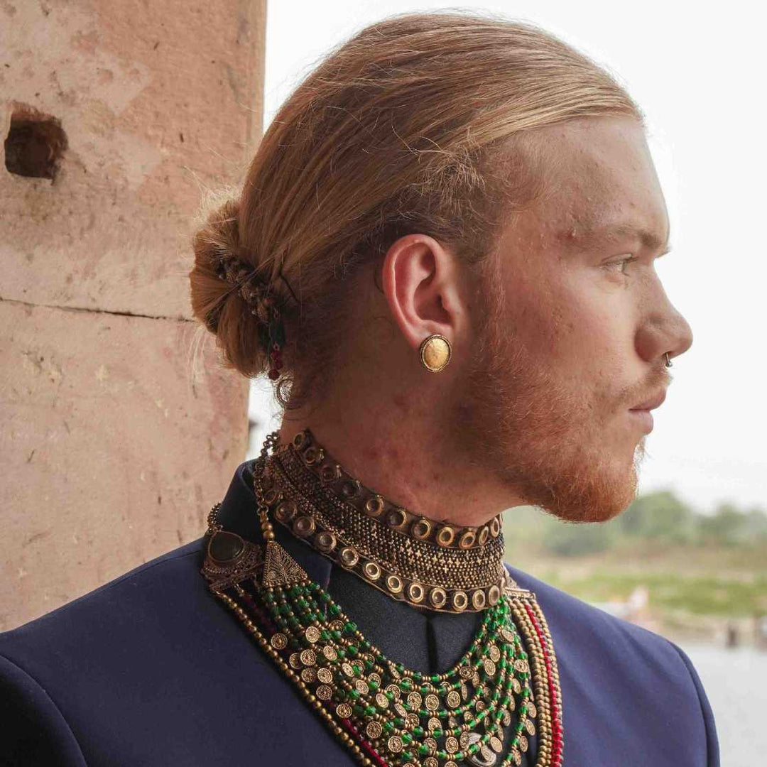 Gold Studded Collar Necklace | SHOBITAM