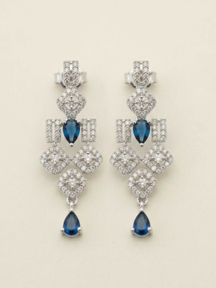 Finely Crafted Silver Plated American Diamond Necklace Set | SHOBITAM