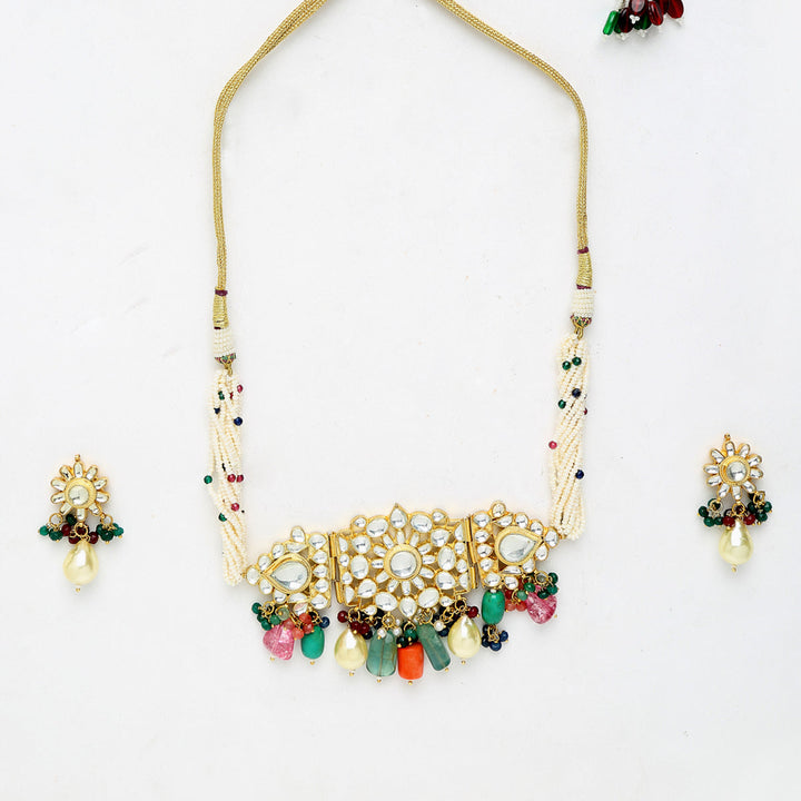 Women's Kundan Maharani Choker with Earrings | SHOBITAM