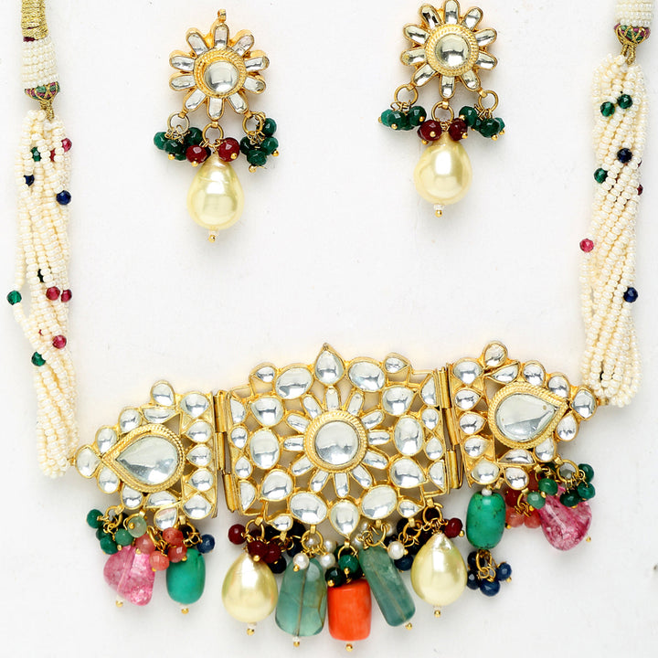 Women's Kundan Maharani Choker with Earrings | SHOBITAM
