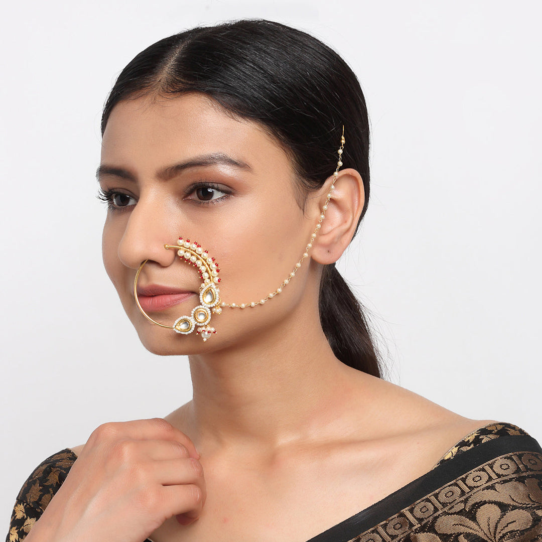 Maharani Kundan Nose Ring | SHOBITAM