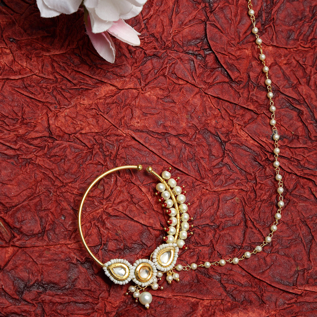 Maharani Kundan Nose Ring | SHOBITAM