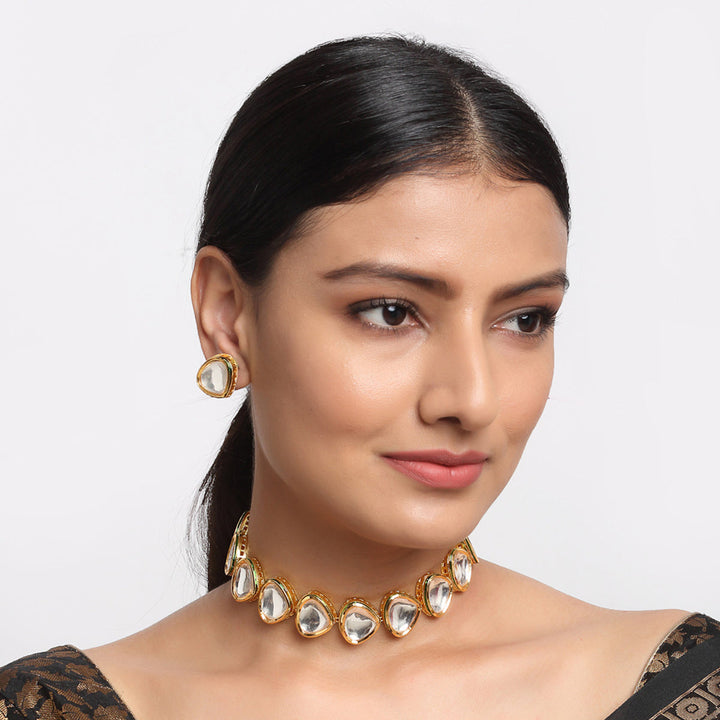 Kundan Choker with Kundan Studs | SHOBITAM